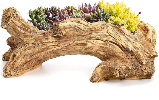 Succulent Planters, Artificial Driftwood Planter, Vintage Stump Log Container Pot