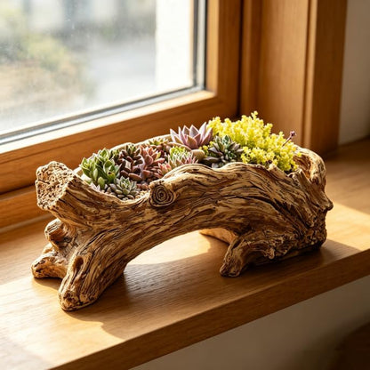 Succulent Planters, Artificial Driftwood Planter, Vintage Stump Log Container Pot