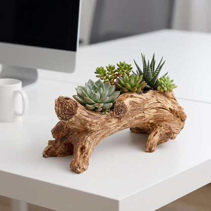 Succulent Planters, Artificial Driftwood Planter, Vintage Stump Log Container Pot