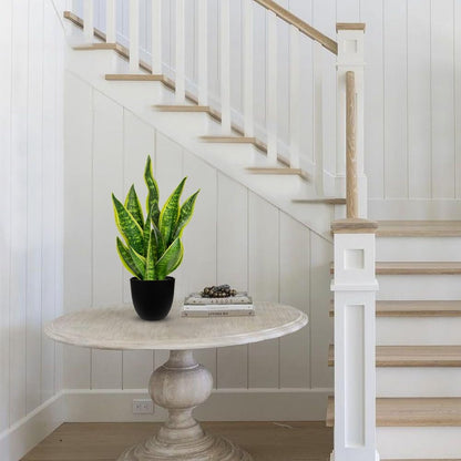 Artificial Snake Plant Potted Faux Sansevieria Trifasciata Plants, 18" Tropical Fake Plants in White Pots for Home Office Room Indoor Decor Housewarming Gifts