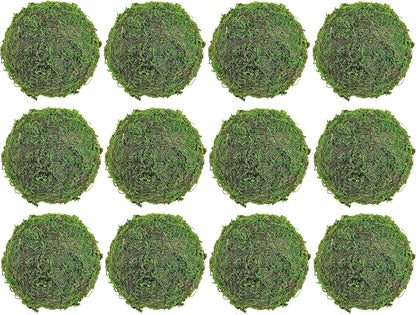 Moss Balls Decorative Faux Green Dried Artificial Moss Balls for Centerpiece Bowls for Home Garden Wedding Party Decor (2"-Set of 12)