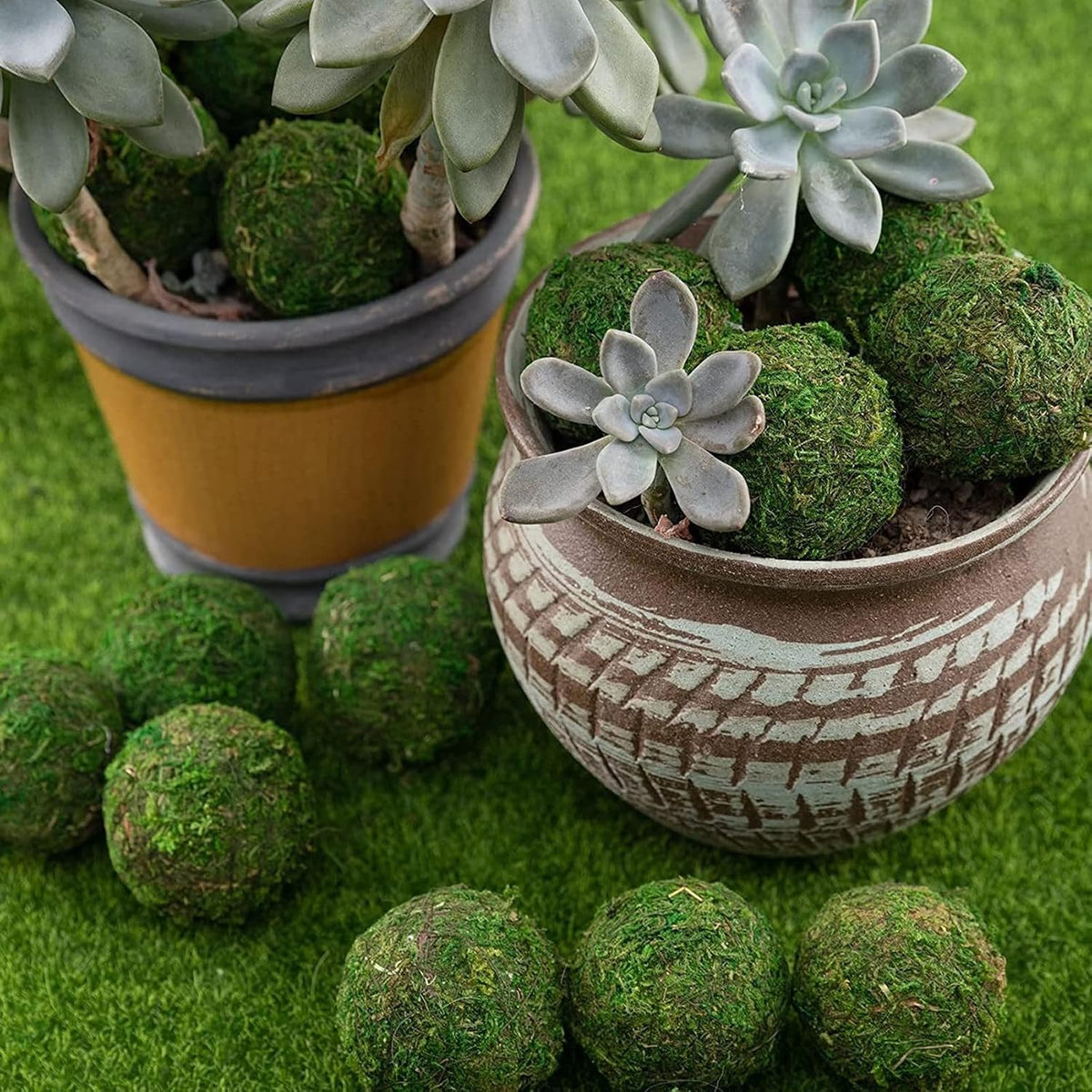 Moss Balls Decorative Faux Green Dried Artificial Moss Balls for Centerpiece Bowls for Home Garden Wedding Party Decor (2"-Set of 12)