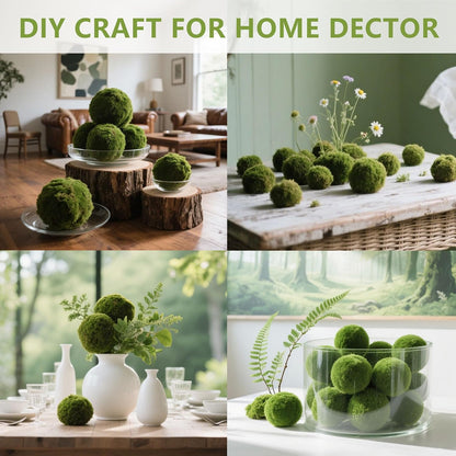 Moss Balls Decorative Faux Green Dried Artificial Moss Balls for Centerpiece Bowls for Home Garden Wedding Party Decor (2"-Set of 12)