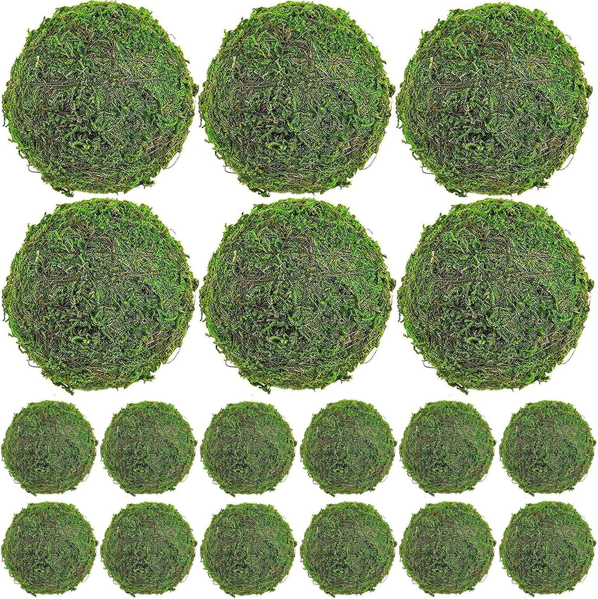 Moss Balls Decorative Faux Green Dried Artificial Moss Balls for Centerpiece Bowls for Home Garden Wedding Party Decor (2"-Set of 12)