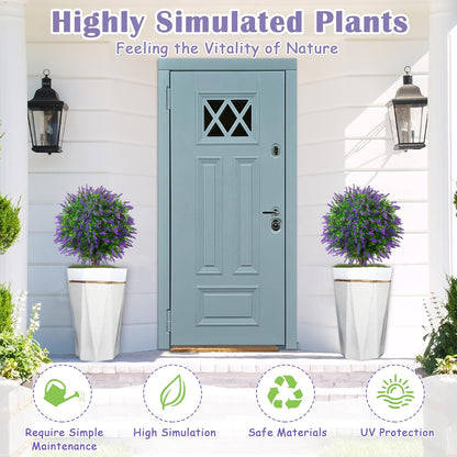 25.5" Set of 2 Artificial Lavender Topiary Ball Trees, Faux Lavender Shrub Bushes with Ground Spike, UV Resistant Fake Plants for Indoor, Garden, Yard, Porch, Patio Decor (2, Purple)