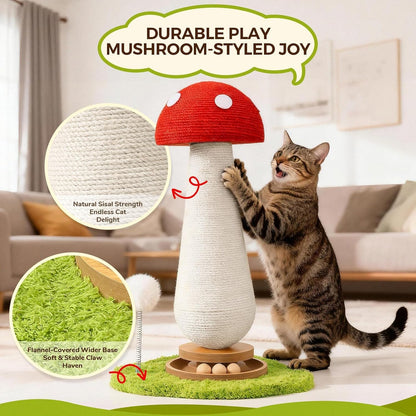 Cat Scratching Post for Indoor Cats,Cat Toys Scratcher Sisal Cat Scratch Posts for Kittens Adults with Interactive Track Ball & Spring Toy