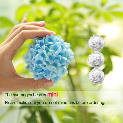 Artificial Hydrangea Flowers 1 Pack Fake Hydrangea Bouquet with 7 Head 3.15” Tiny Hydrangea for Wedding Bouquet Party Home Decor DIY Baby Shower Centerpieces Tables Decoration(Green)