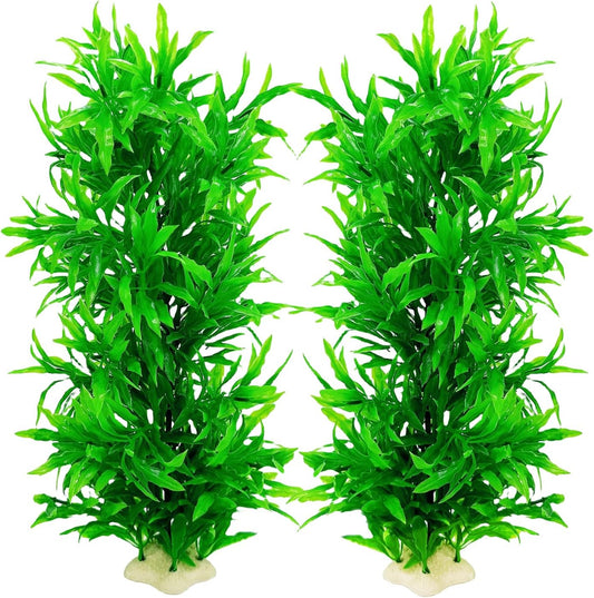 Large Aquarium Plants Artificial Water Seaweed 2 Pcs About 13 Inch for Fish Tank Decor Plastic Plant for Betta Shrimp Red Gladiolus