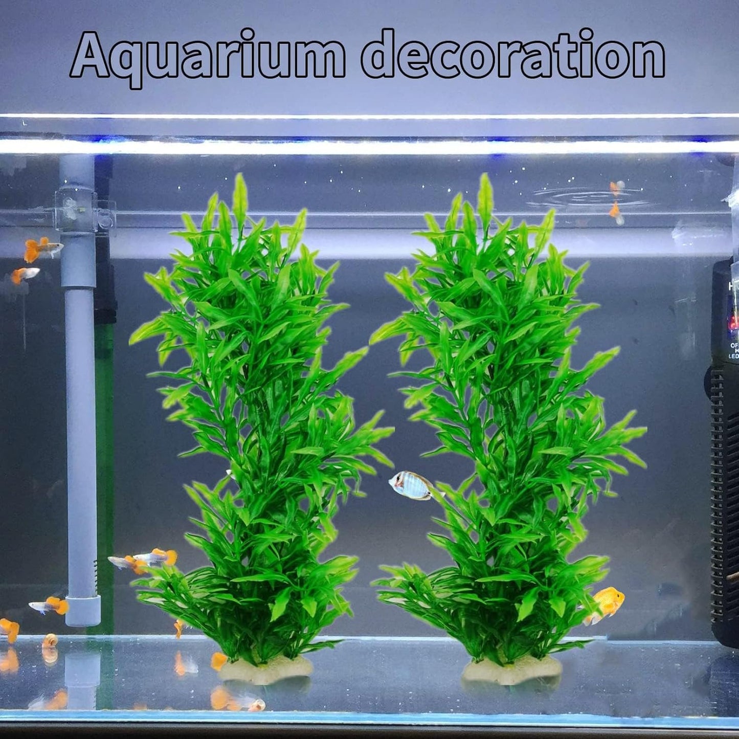 Large Aquarium Plants Artificial Water Seaweed 2 Pcs About 13 Inch for Fish Tank Decor Plastic Plant for Betta Shrimp Red Gladiolus