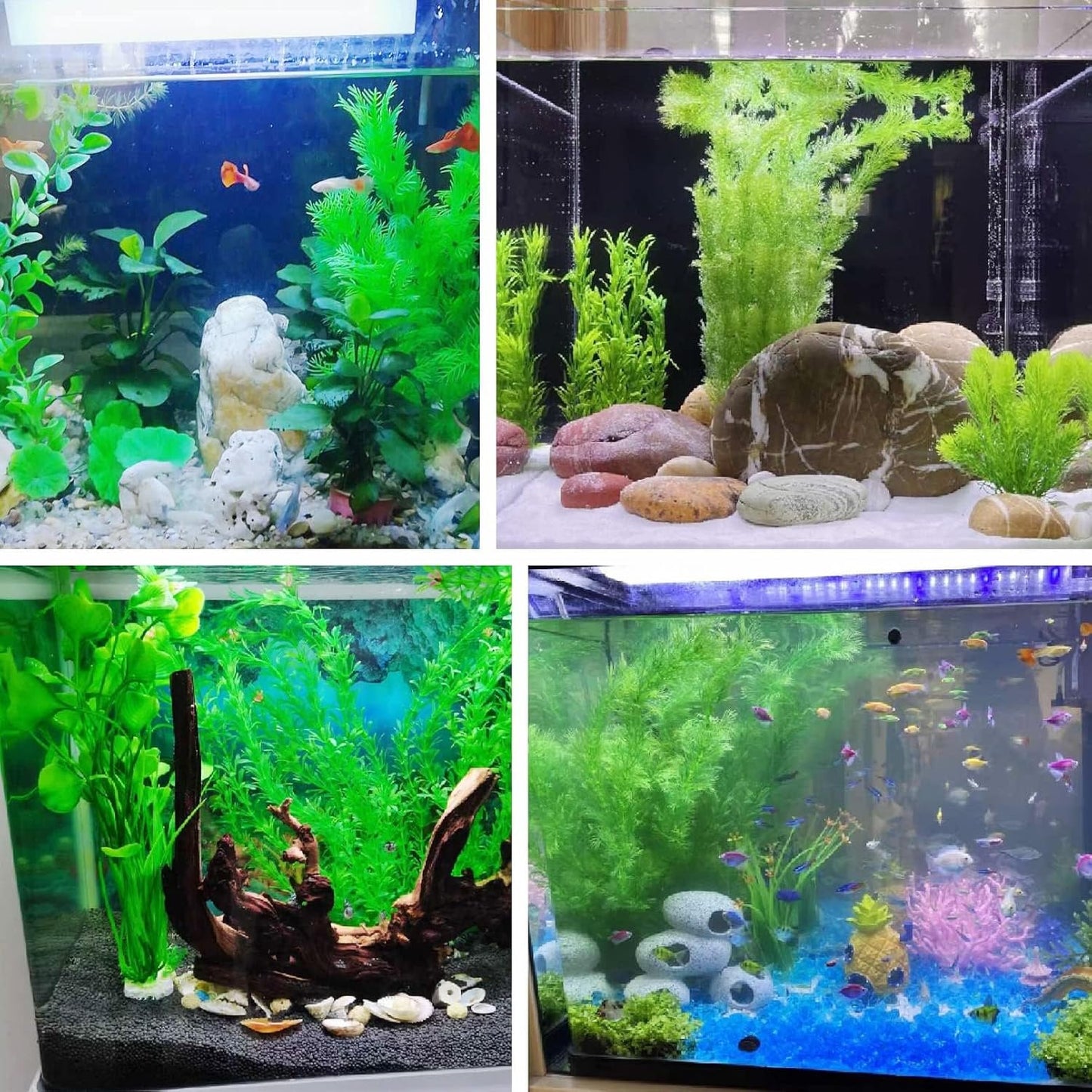 Large Aquarium Plants Artificial Water Seaweed 2 Pcs About 13 Inch for Fish Tank Decor Plastic Plant for Betta Shrimp Red Gladiolus