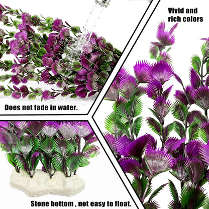 Large Aquarium Plants Artificial Water Seaweed 2 Pcs About 13 Inch for Fish Tank Decor Plastic Plant for Betta Shrimp Red Gladiolus