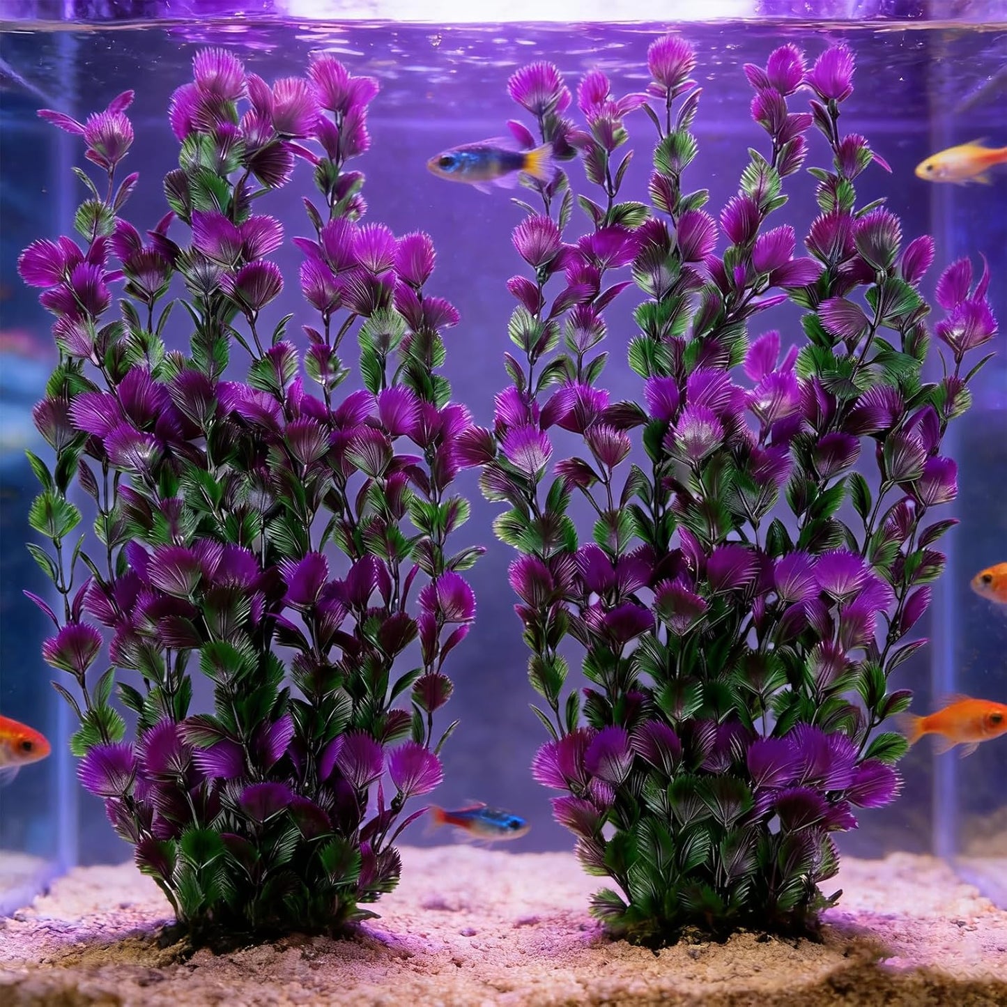 Large Aquarium Plants Artificial Water Seaweed 2 Pcs About 13 Inch for Fish Tank Decor Plastic Plant for Betta Shrimp Red Gladiolus