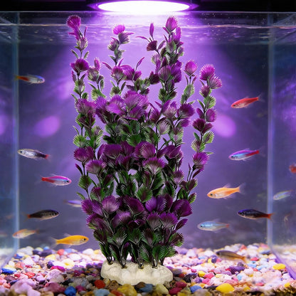 Large Aquarium Plants Artificial Water Seaweed 2 Pcs About 13 Inch for Fish Tank Decor Plastic Plant for Betta Shrimp Red Gladiolus