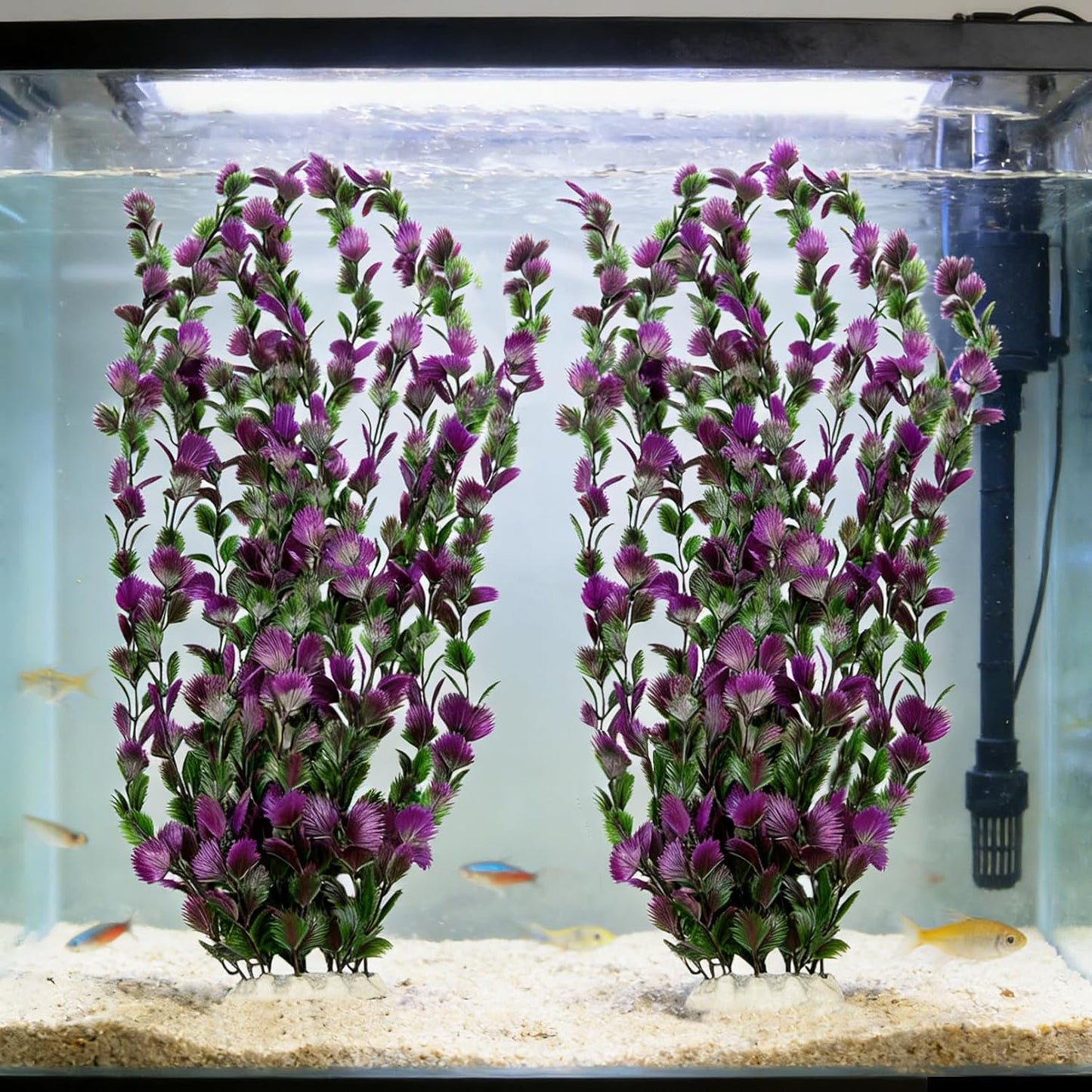 Large Aquarium Plants Artificial Water Seaweed 2 Pcs About 13 Inch for Fish Tank Decor Plastic Plant for Betta Shrimp Red Gladiolus