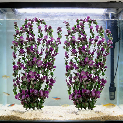 Large Aquarium Plants Artificial Water Seaweed 2 Pcs About 13 Inch for Fish Tank Decor Plastic Plant for Betta Shrimp Red Gladiolus