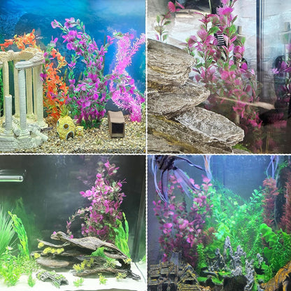 Large Aquarium Plants Artificial Water Seaweed 2 Pcs About 13 Inch for Fish Tank Decor Plastic Plant for Betta Shrimp Red Gladiolus