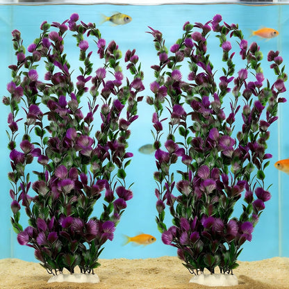 Large Aquarium Plants Artificial Water Seaweed 2 Pcs About 13 Inch for Fish Tank Decor Plastic Plant for Betta Shrimp Red Gladiolus