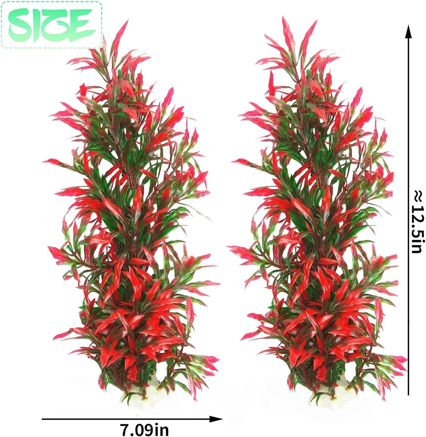 Large Aquarium Plants Artificial Water Seaweed 2 Pcs About 13 Inch for Fish Tank Decor Plastic Plant for Betta Shrimp Red Gladiolus