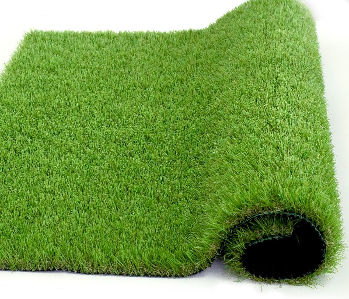 Artificial Grass Rug Outdoor Indoor 4FTX10FT Fake Grass Carpet Green Synthetic Grass Pet Turf Realistic Faux Grass Rug with Drain Holes for Garden Lawn Landscape Balcony Home Decor Patio