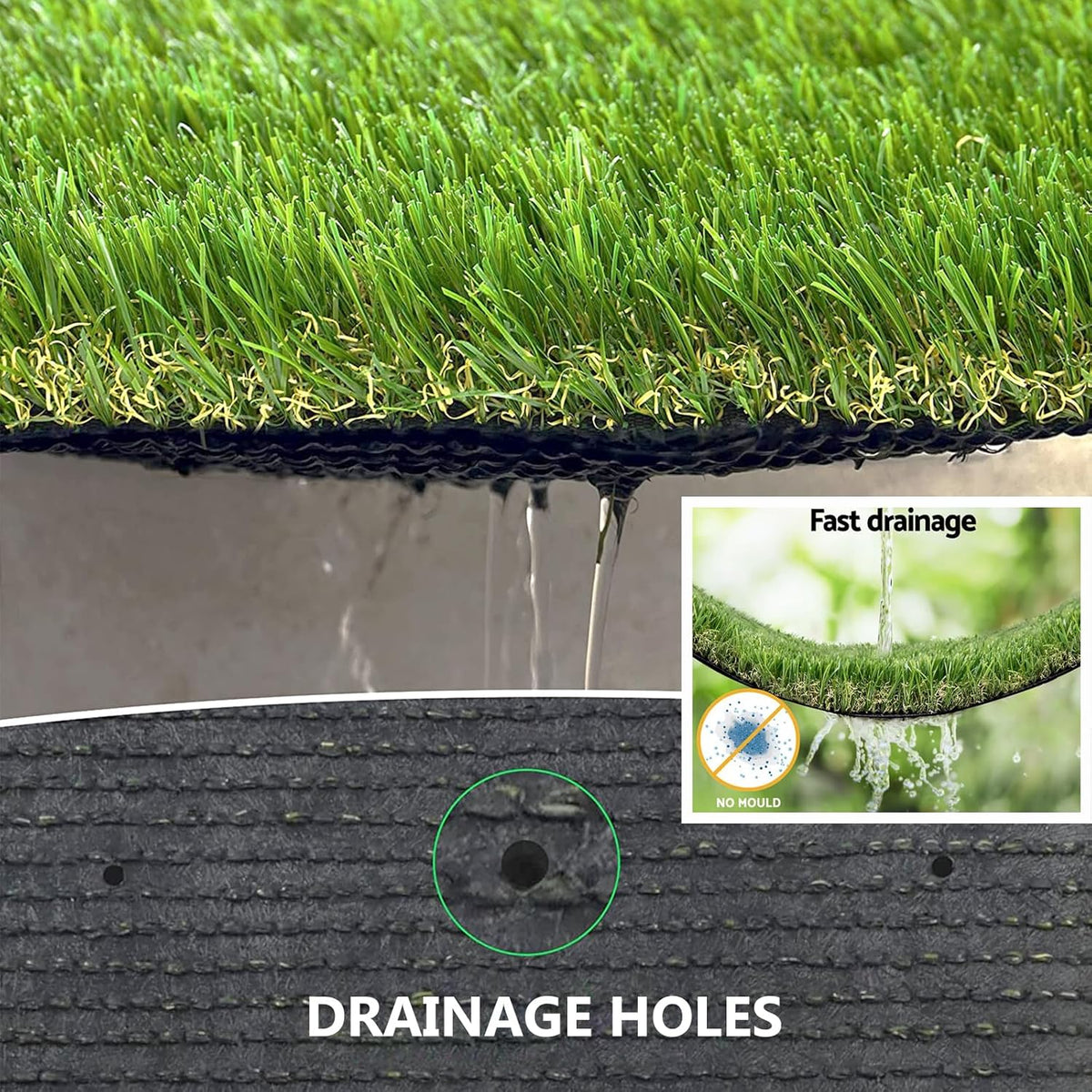 Artificial Grass Rug Outdoor Indoor 4FTX10FT Fake Grass Carpet Green Synthetic Grass Pet Turf Realistic Faux Grass Rug with Drain Holes for Garden Lawn Landscape Balcony Home Decor Patio
