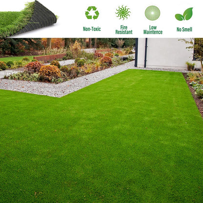 Artificial Grass Rug Outdoor Indoor 4FTX10FT Fake Grass Carpet Green Synthetic Grass Pet Turf Realistic Faux Grass Rug with Drain Holes for Garden Lawn Landscape Balcony Home Decor Patio