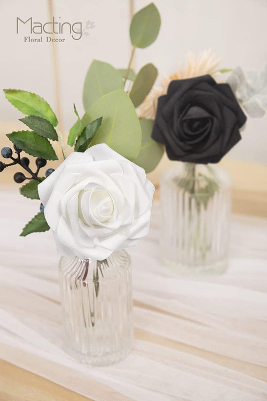 30PCS Artificial Rose Flowers Real Touch Fake Flowers with Stem Foam Roses for DIY Wedding Bouquet Table Centerpieces Party Baby Shower Home Party Summer Mothers Day Decor,Mix Coral Series - Colors A