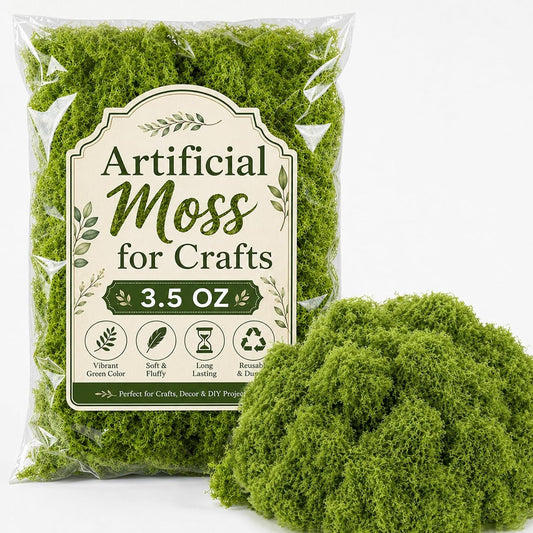 Fake Green Moss for Potted Plants - MAQIHAN Artificial Moss for Crafts Indoor Fake Grass Decor for Fairy Garden, Terrarium, Floral Arrangement, Table Centerpieces, Wedding DIY Decor (3.53 OZ)