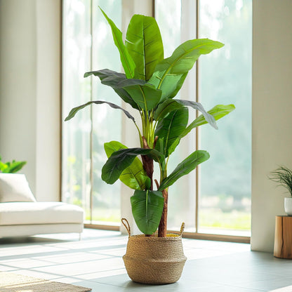 Erimda 7.2FT Artificial Banana Tree, Lifelike Fake Banana Leaf Tropical Silk Tree, Easy Assembly Faux Floor Plant with Sturdy Trunk, Maintenance Free for Indoor Home Patio Pool Outdoor Tropical Decor