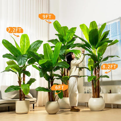 Erimda 7.2FT Artificial Banana Tree, Lifelike Fake Banana Leaf Tropical Silk Tree, Easy Assembly Faux Floor Plant with Sturdy Trunk, Maintenance Free for Indoor Home Patio Pool Outdoor Tropical Decor