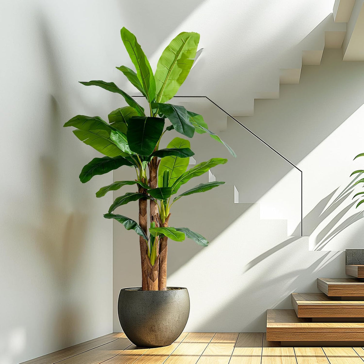 Erimda 7.2FT Artificial Banana Tree, Lifelike Fake Banana Leaf Tropical Silk Tree, Easy Assembly Faux Floor Plant with Sturdy Trunk, Maintenance Free for Indoor Home Patio Pool Outdoor Tropical Decor