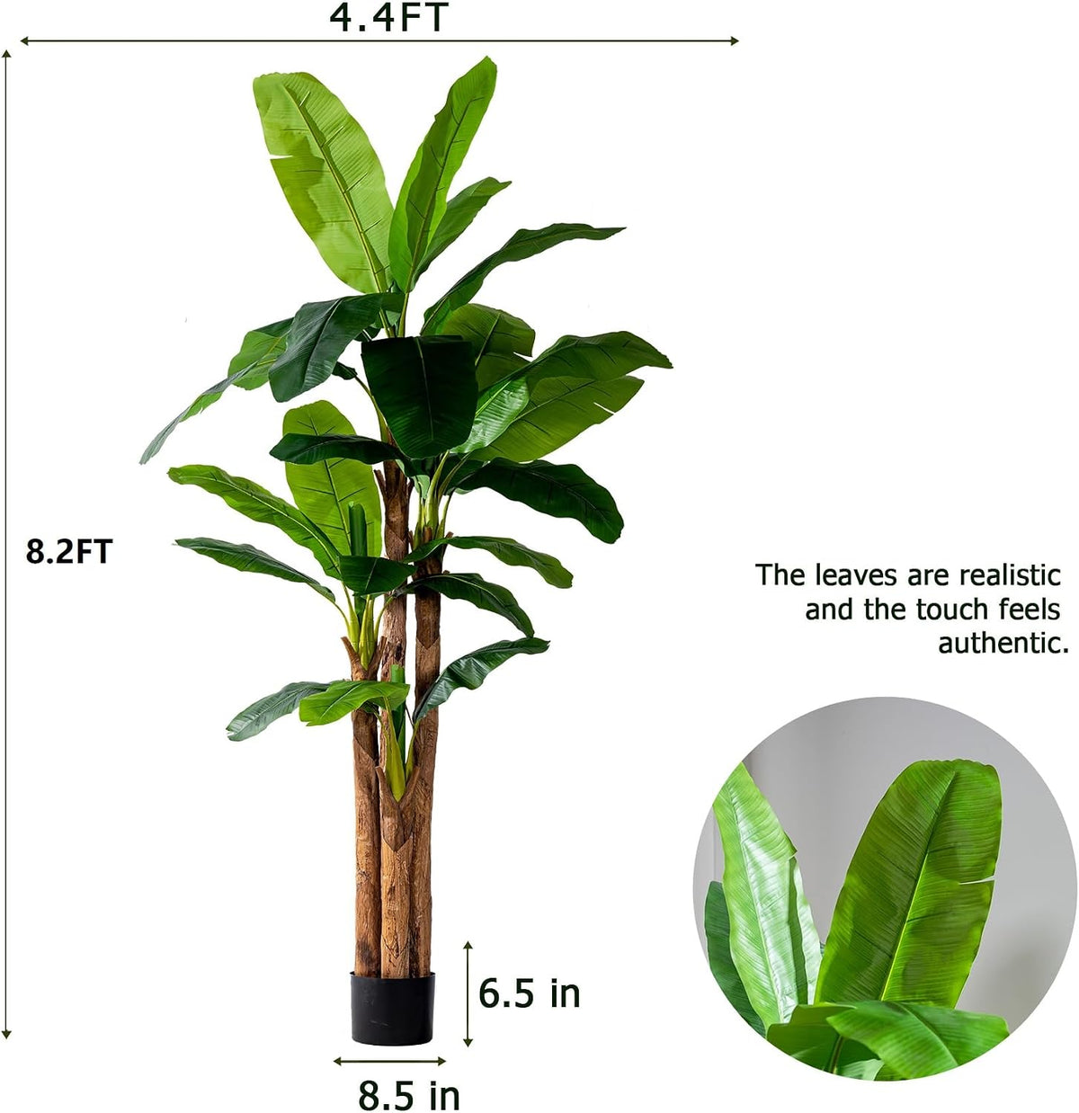 Erimda 7.2FT Artificial Banana Tree, Lifelike Fake Banana Leaf Tropical Silk Tree, Easy Assembly Faux Floor Plant with Sturdy Trunk, Maintenance Free for Indoor Home Patio Pool Outdoor Tropical Decor