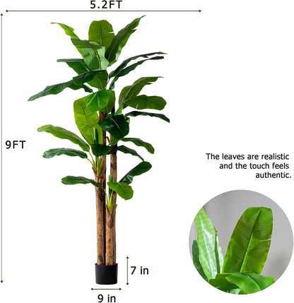 Erimda 7.2FT Artificial Banana Tree, Lifelike Fake Banana Leaf Tropical Silk Tree, Easy Assembly Faux Floor Plant with Sturdy Trunk, Maintenance Free for Indoor Home Patio Pool Outdoor Tropical Decor