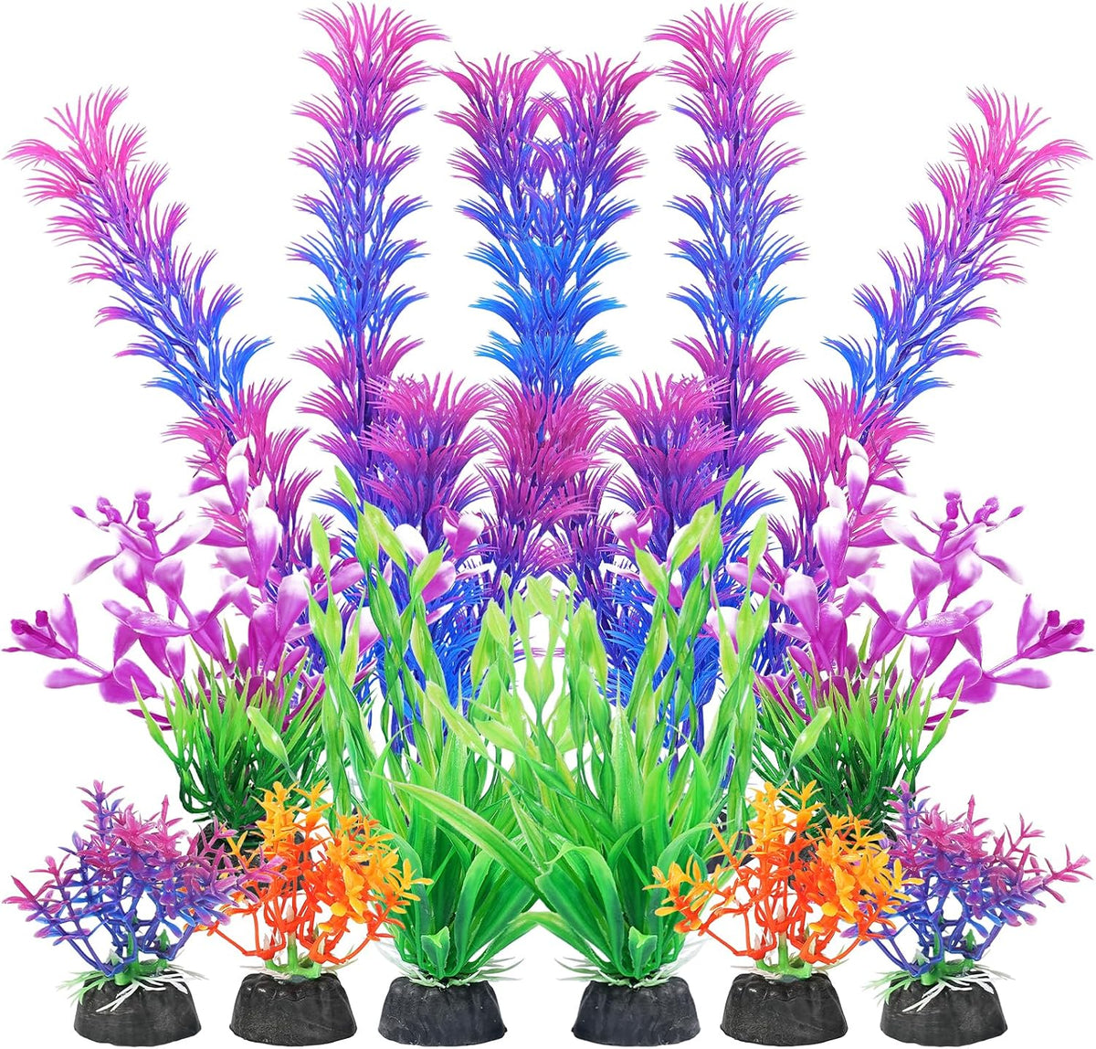Artificial Fish Tank Plants, Aquarium Decorations, Purple Plastic Accessories, 10pcs