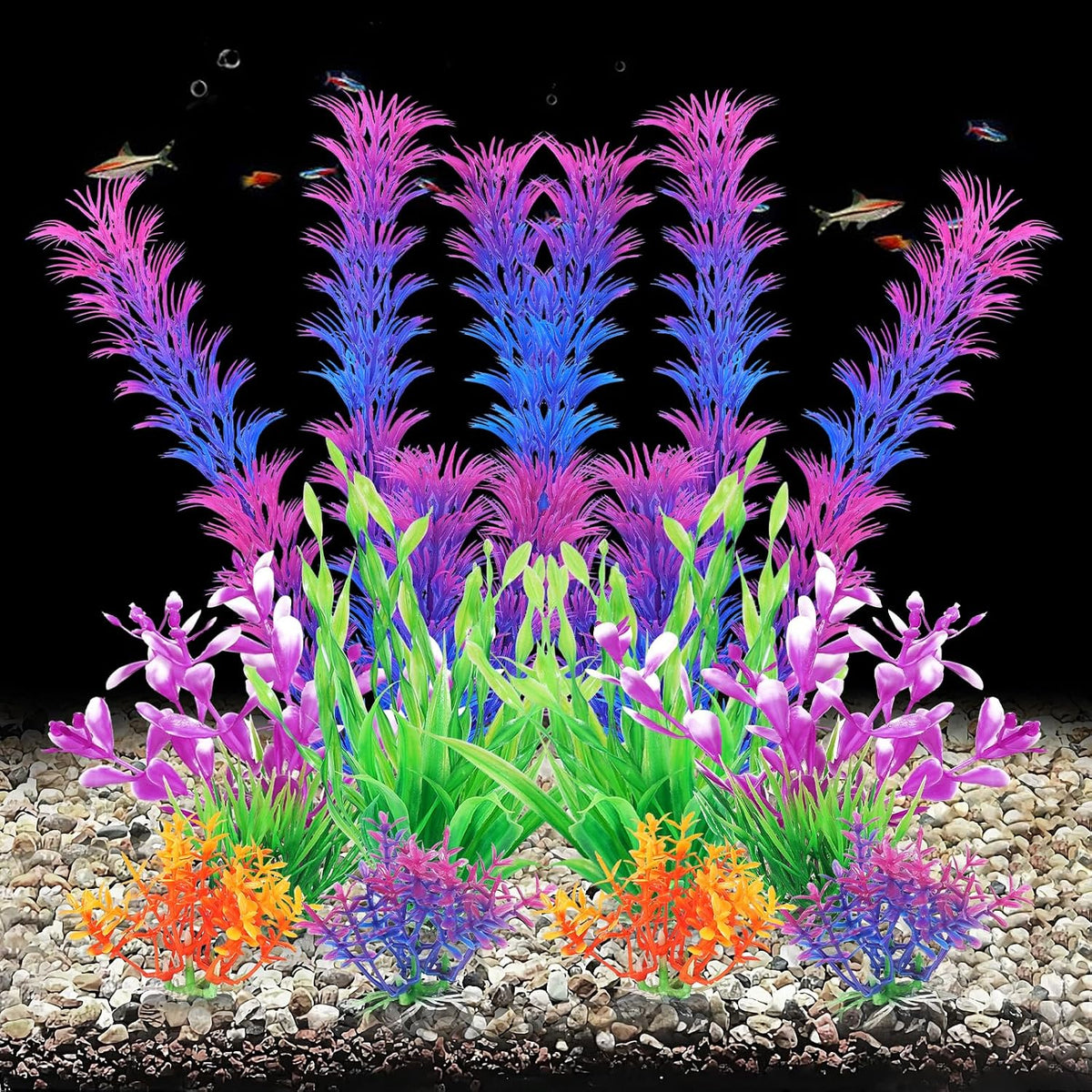Artificial Fish Tank Plants, Aquarium Decorations, Purple Plastic Accessories, 10pcs