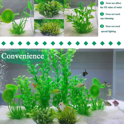 Artificial Fish Tank Plants, Aquarium Decorations, Purple Plastic Accessories, 10pcs