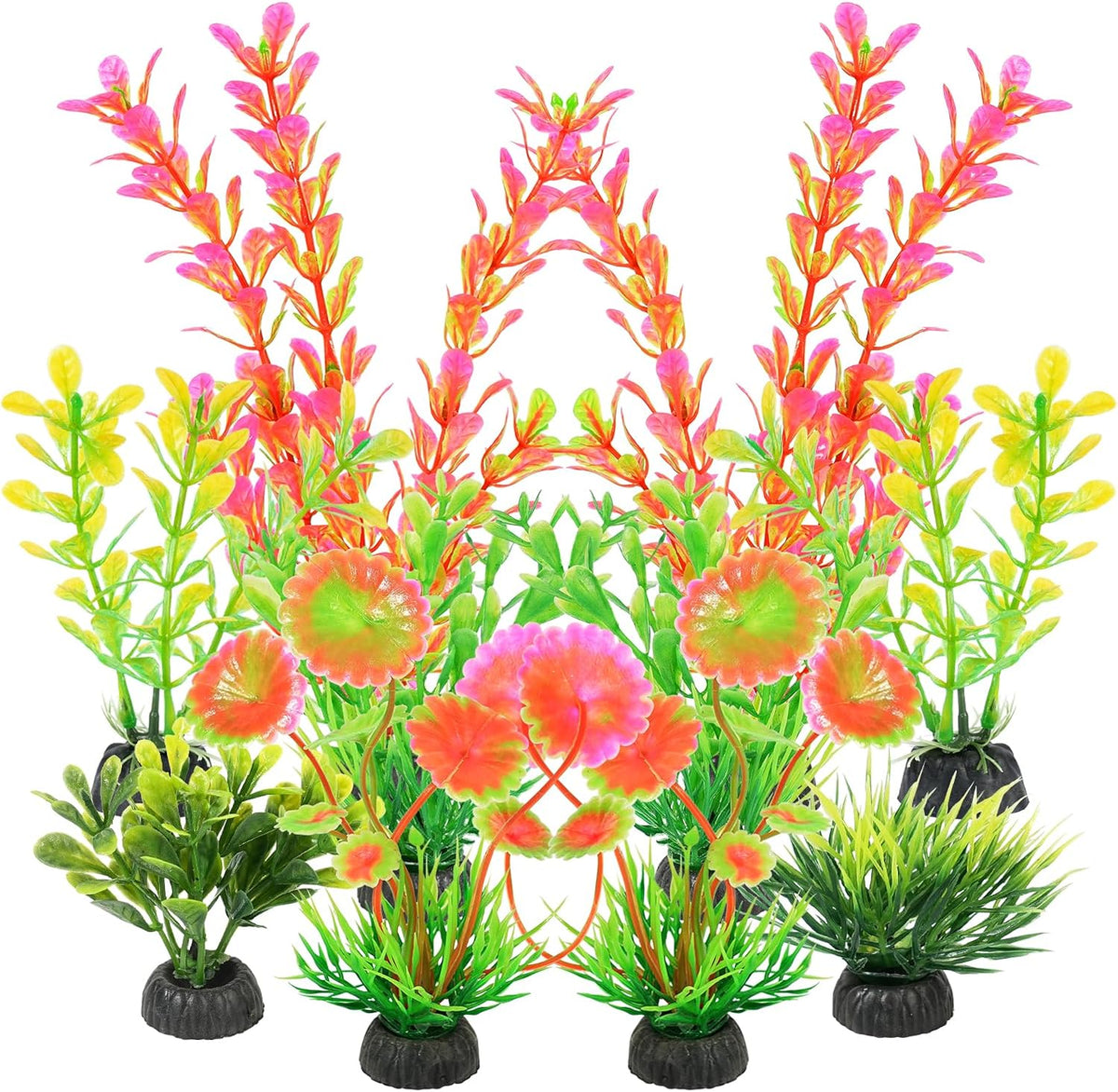 Artificial Fish Tank Plants, Aquarium Decorations, Purple Plastic Accessories, 10pcs