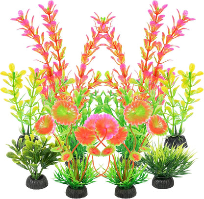 Artificial Fish Tank Plants, Aquarium Decorations, Purple Plastic Accessories, 10pcs
