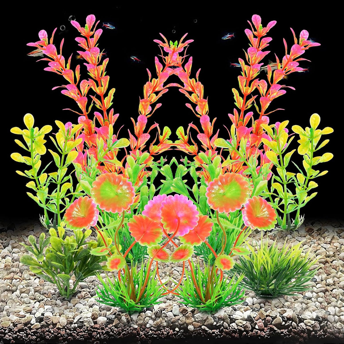 Artificial Fish Tank Plants, Aquarium Decorations, Purple Plastic Accessories, 10pcs