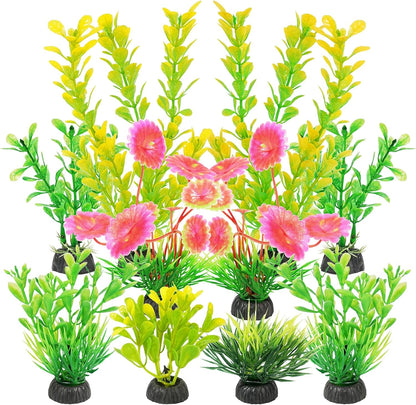 Artificial Fish Tank Plants, Aquarium Decorations, Purple Plastic Accessories, 10pcs