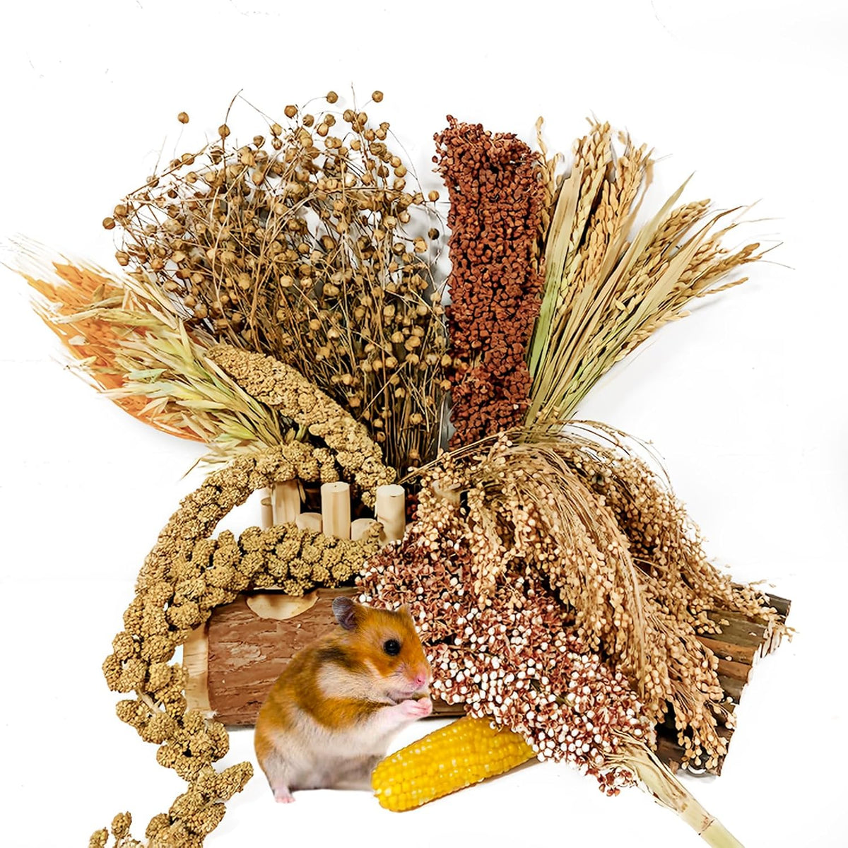 Natural Hamster Flower & Herb Habitat Deocr, Hamster Sprays Herbs Bedding Mate, Hamsters Cage Enrichment Decoration Accessories for Gerbil Dwarf Syrian Hamsters Mouse Guinea Pig Mice or Small Animals