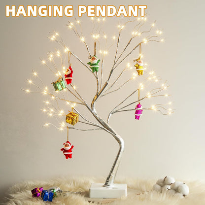 Christmas Decorations, 2FT Birch Tree with LED Lights, Warm White Light up Tree Lamp, Artificial Trees for Home Table Inside, Battery Powered, Timer (2PK)