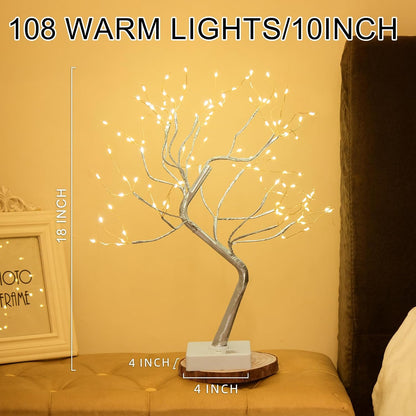 Christmas Decorations, 2FT Birch Tree with LED Lights, Warm White Light up Tree Lamp, Artificial Trees for Home Table Inside, Battery Powered, Timer (2PK)