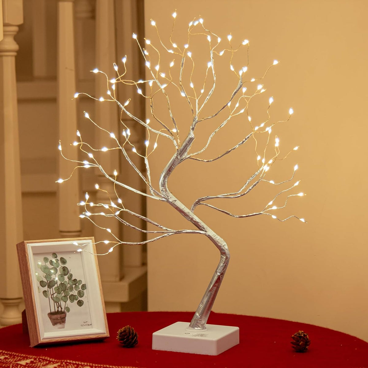 Christmas Decorations, 2FT Birch Tree with LED Lights, Warm White Light up Tree Lamp, Artificial Trees for Home Table Inside, Battery Powered, Timer (2PK)
