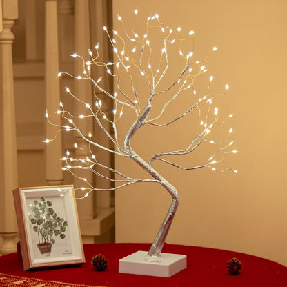 Christmas Decorations, 2FT Birch Tree with LED Lights, Warm White Light up Tree Lamp, Artificial Trees for Home Table Inside, Battery Powered, Timer (2PK)