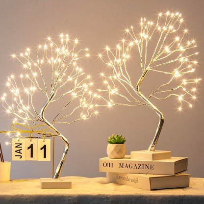 Christmas Decorations, 2FT Birch Tree with LED Lights, Warm White Light up Tree Lamp, Artificial Trees for Home Table Inside, Battery Powered, Timer (2PK)