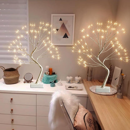 Christmas Decorations, 2FT Birch Tree with LED Lights, Warm White Light up Tree Lamp, Artificial Trees for Home Table Inside, Battery Powered, Timer (2PK)