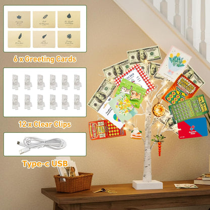 Christmas Decorations, 2FT Birch Tree with LED Lights, Warm White Light up Tree Lamp, Artificial Trees for Home Table Inside, Battery Powered, Timer (2PK)