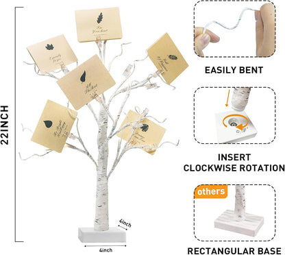 Christmas Decorations, 2FT Birch Tree with LED Lights, Warm White Light up Tree Lamp, Artificial Trees for Home Table Inside, Battery Powered, Timer (2PK)