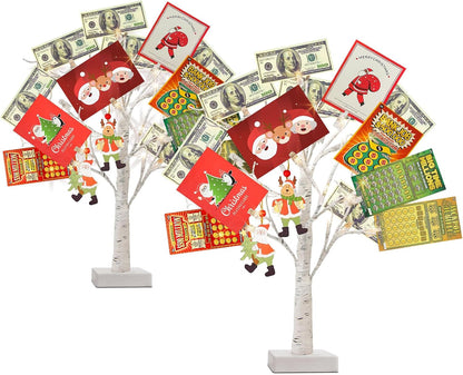 Christmas Decorations, 2FT Birch Tree with LED Lights, Warm White Light up Tree Lamp, Artificial Trees for Home Table Inside, Battery Powered, Timer (2PK)