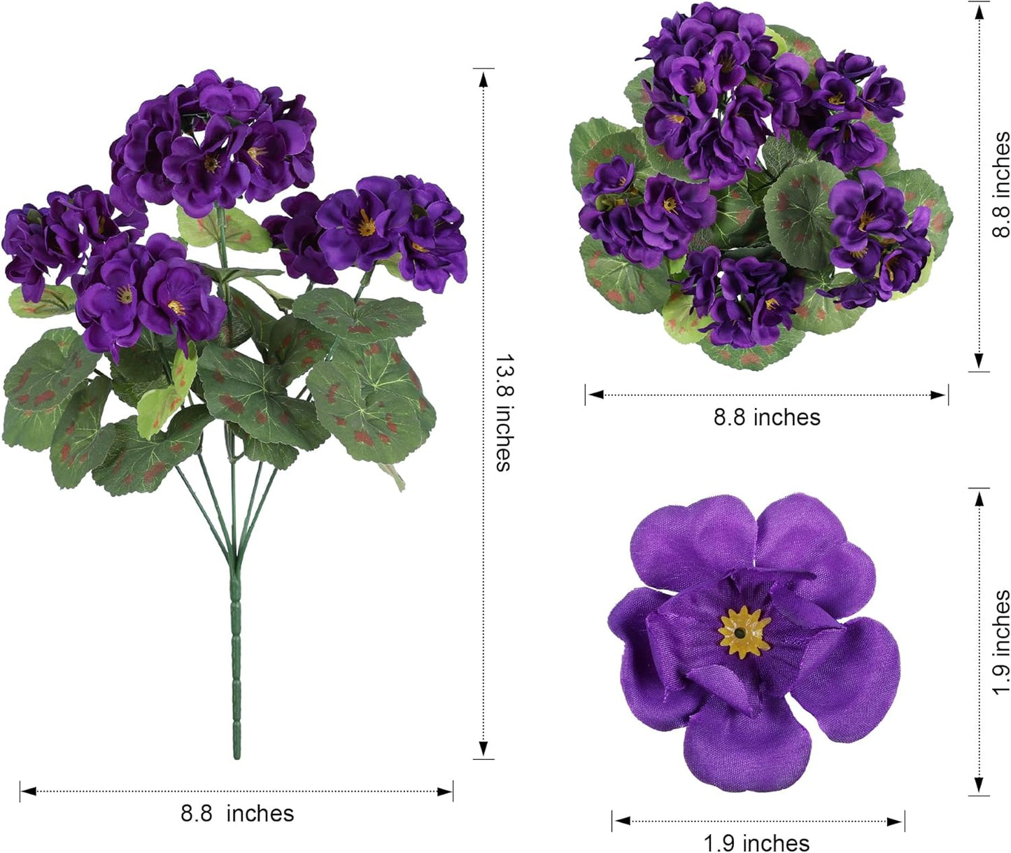 Artificial Geranium Fake Flowers for Outdoors Decoration, 6 Bundles Silk Geraniums Pink Flower UV Resistant Look Real Faux Plants for Outside Planter Front Door Garden Porch Patio Balcony Yard Home